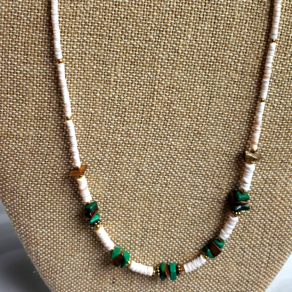 Puka shell and stone necklace